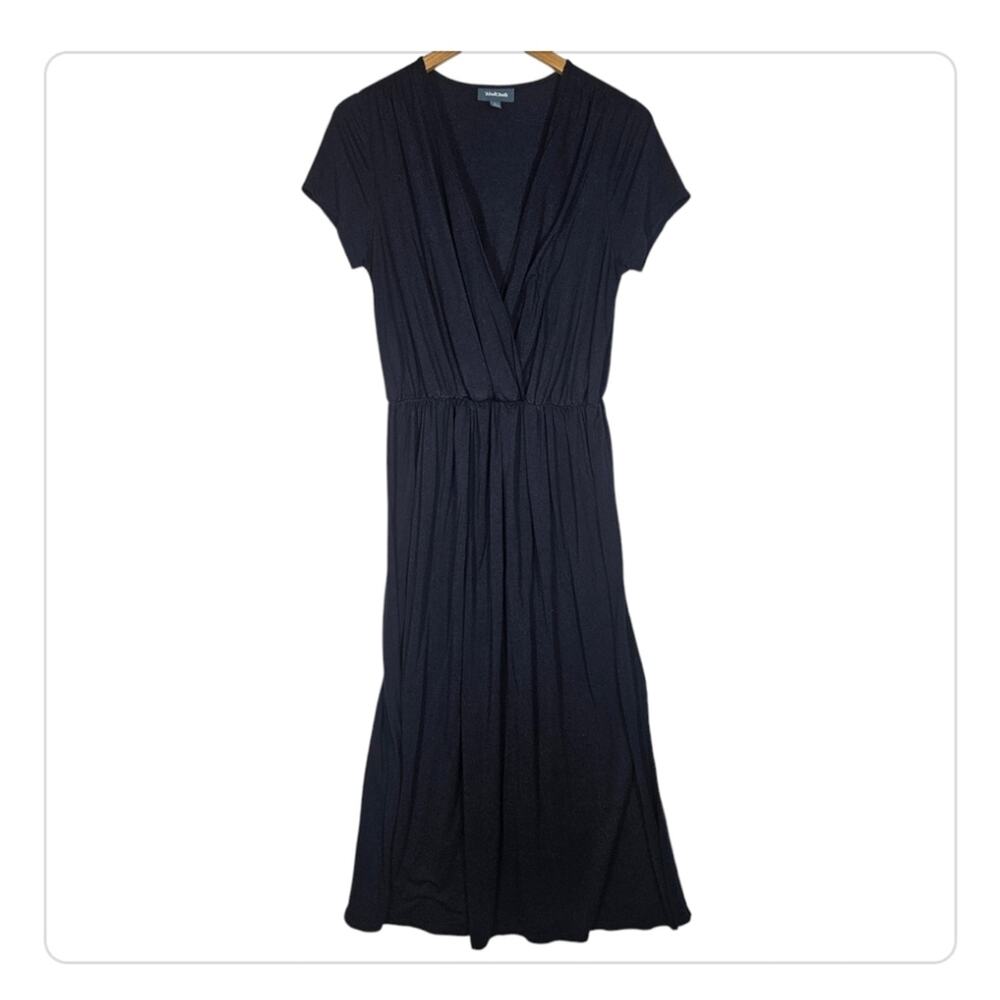 ModCloth Navy Blue V-Neck Maxi Dress Short Sleeve Soft Jersey Large